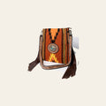 American Darling Large Cross body Bag Hand Woven Saddle Blanket Vegetable-Tanned Genuine Leather Floral Carved Turquoise Concho