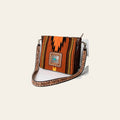 American Darling Large Cross body Bag for Women - Hand Tooled Leather, Hand Woven Saddle Blanket & Turquoise Concho Crossbody