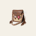 American Darling Hand Woven Saddle Blanket Fringed Cross body Bag Vegetable-Tanned Leather Rivetted Hand Tooled Western Purse