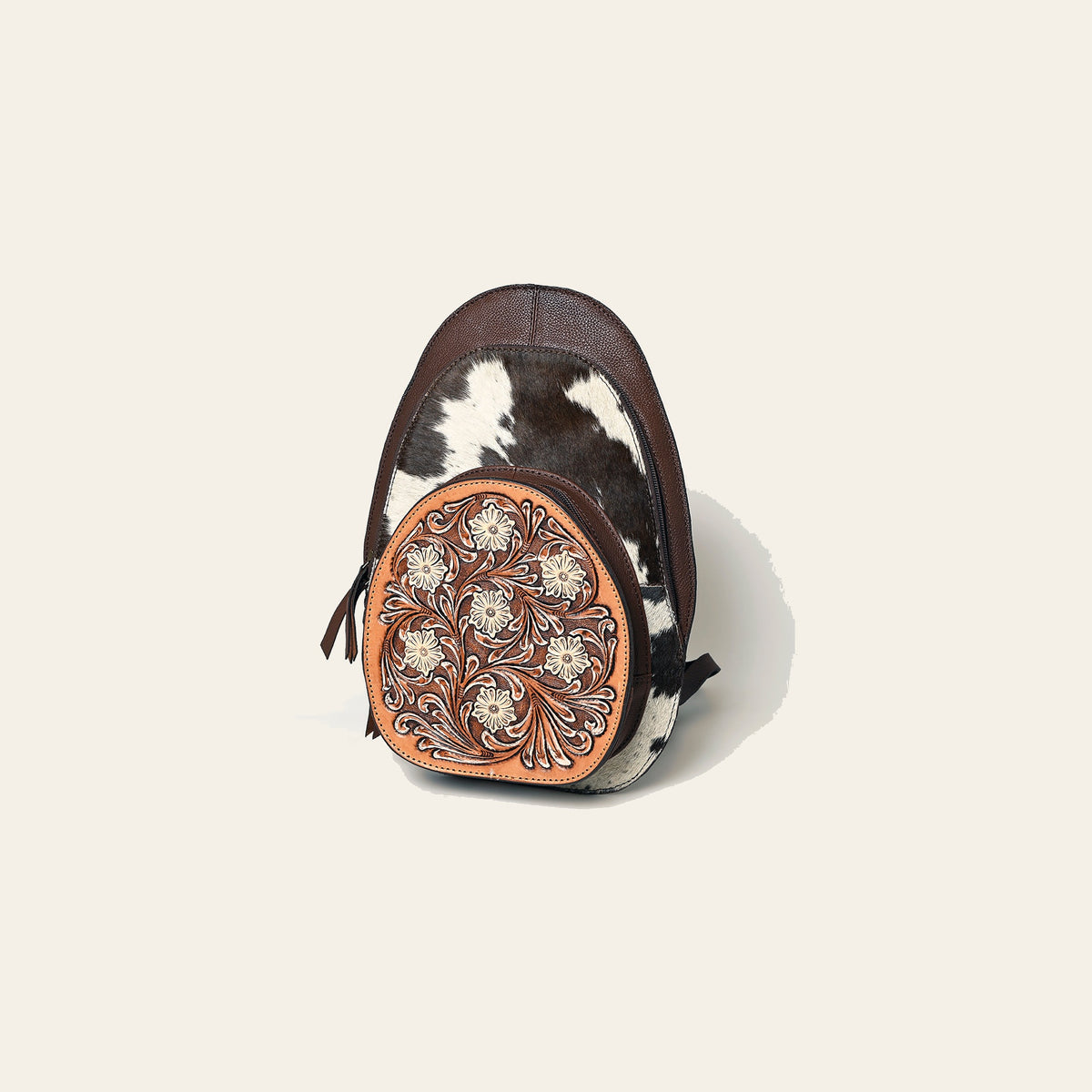 American Darling Western Leather Backpack - Eco-Friendly Full Grain Leather Hand Tooled Floral Carved Hair-On Cowhide Bag