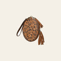American Darling Western Leather Wristlet Bag - Eco-Friendly Vegetable Tanned Full Grain Leather Hand Tooled Floral Carved Tassel Purse