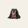 American Darling Western Leather Cell Phone Holder - Eco-Friendly Full Grain Leather Hand Tooled Floral Carved Fringe Case