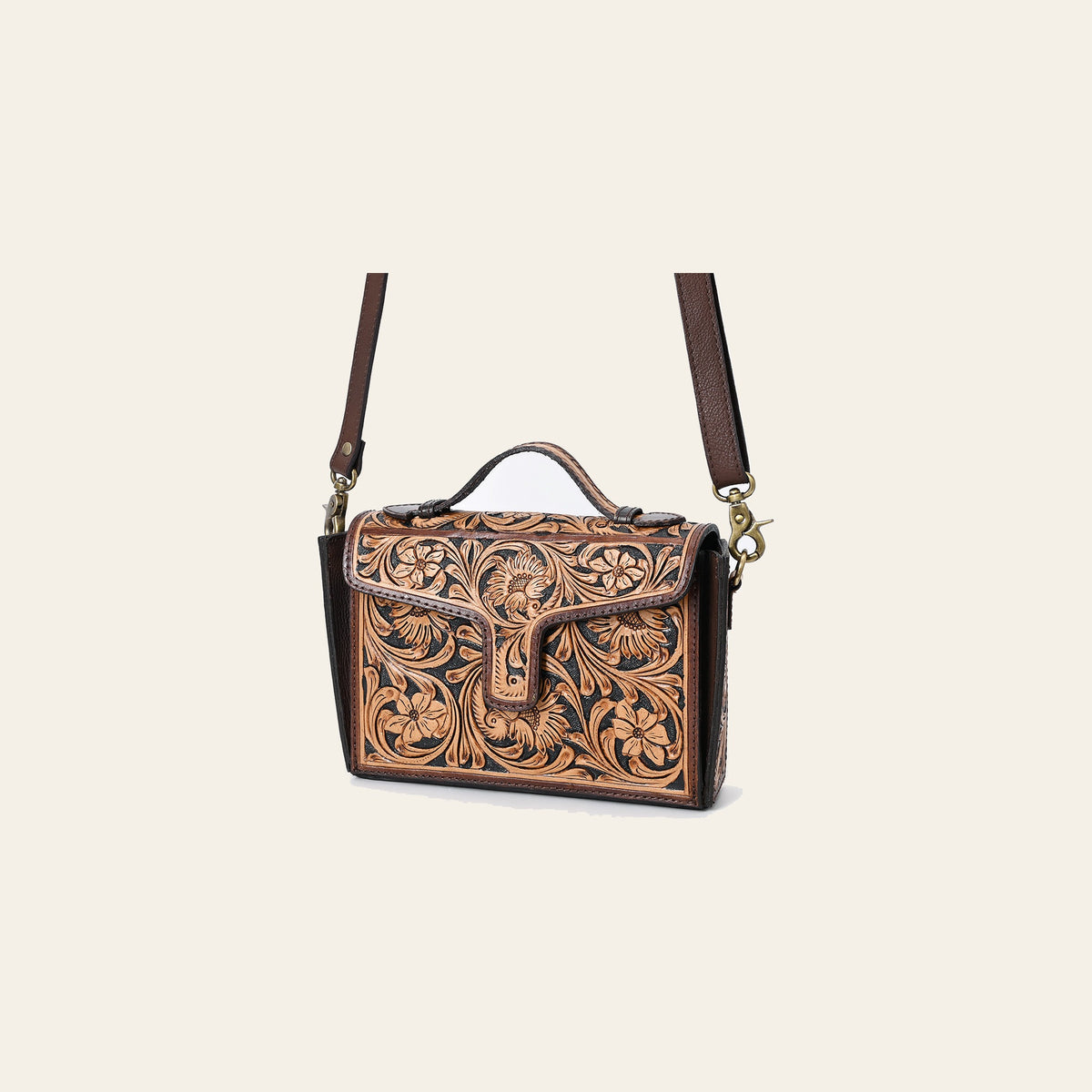 American Darling Hand Tooled Floral Carved Genuine Leather Cross body Bag Eco-Friendly Western Purse