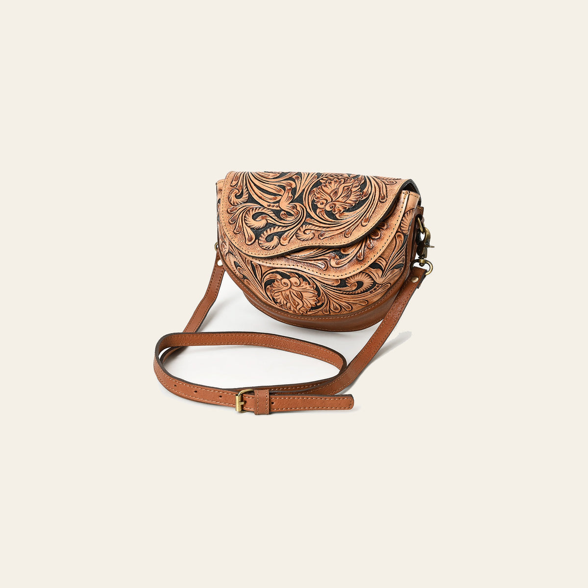 American Darling Hand Tooled Floral Carved Genuine Leather Small Cross body Bag Eco-Friendly Western Purse