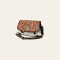 American Darling Hand Tooled Floral Carved Hair-On Cowhide Small Cross body Bag Eco-Friendly Genuine Leather Western Purse