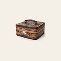 American Darling Jewelry Case - Hand Tooled Floral Carved, Eco-Friendly Vegetable Tanned Genuine Leather, Western Style
