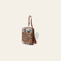 American Darling Hand Tooled Floral Carved Vegetable-Tanned Genuine Leather Sling Bag with Hair-On Cowhide & YKK Zipper
