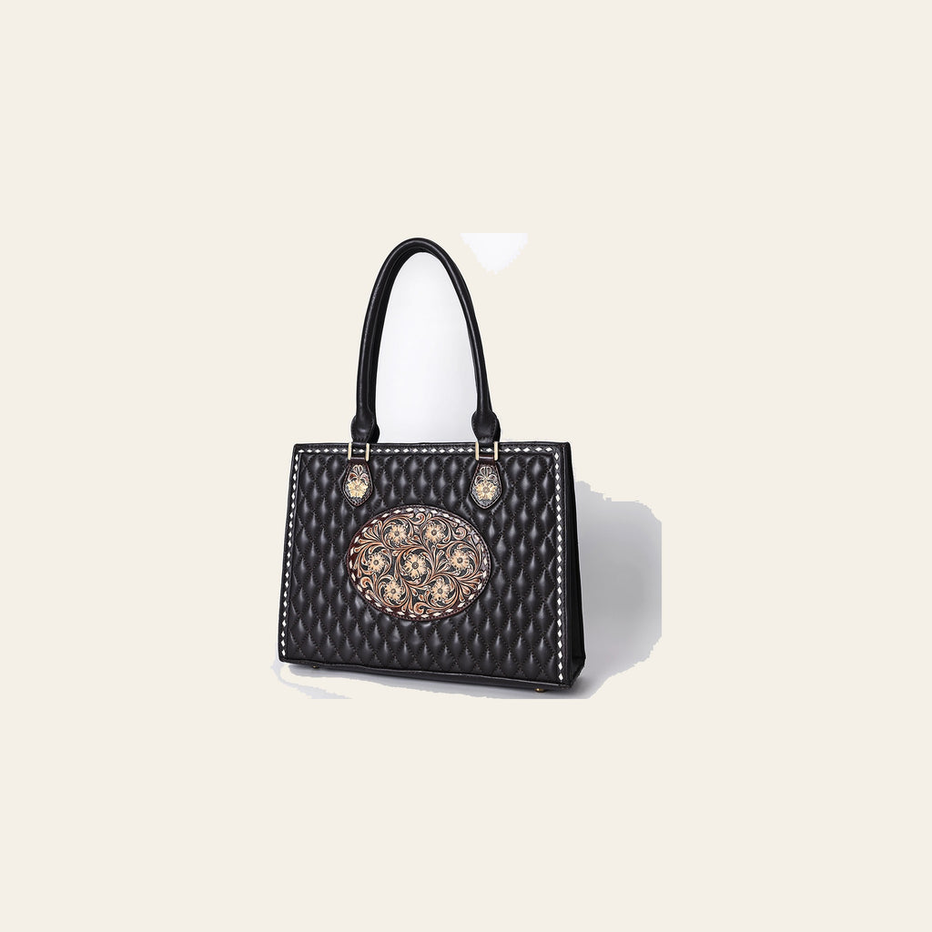 American Darling Women's Hand Tooled Floral Carved Quilted Genuine Leather Tote Bag Western Eco-Friendly Full Grain Purse