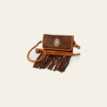 American Darling Small Cross body Bag, Genuine Vegetable-Tanned Leather Western Purse with Fringes & Braided Detail
