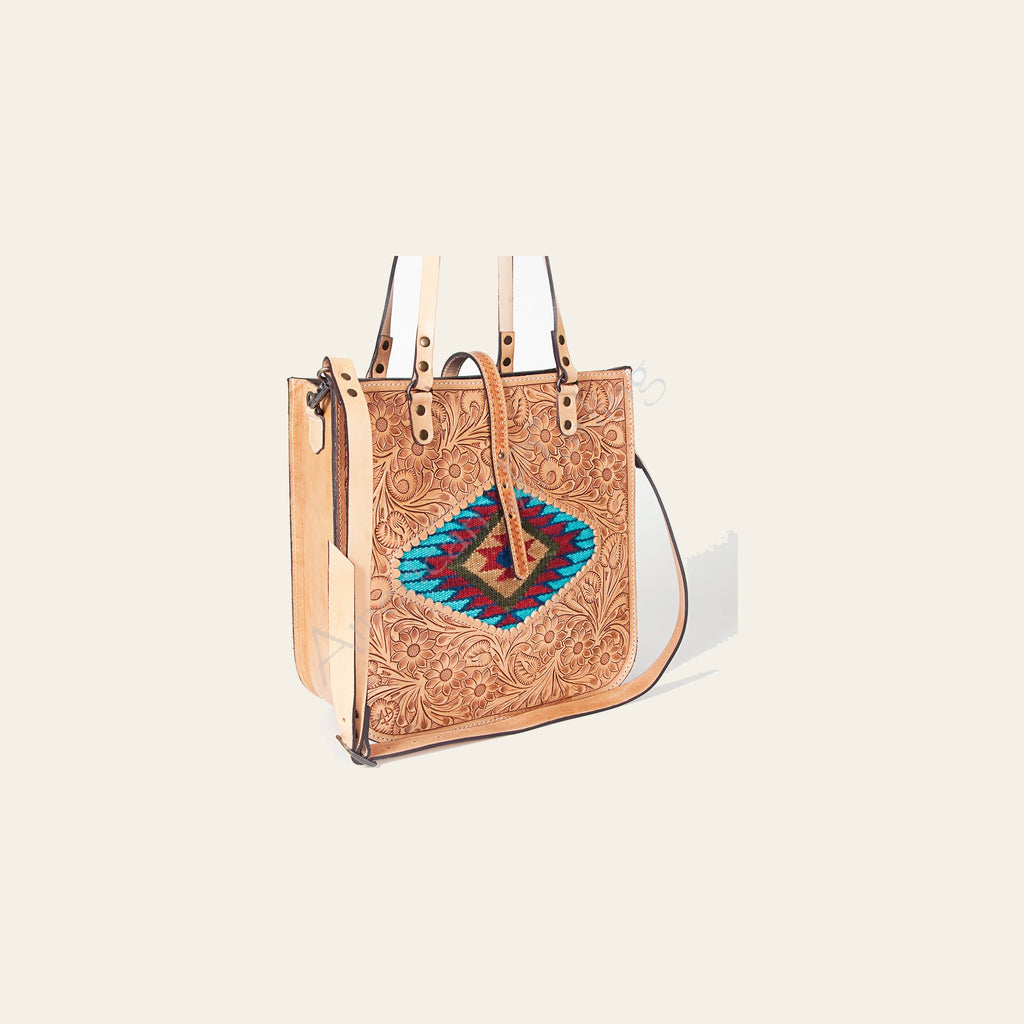 American Darling Tote Hand Tooled Saddle Blanket Genuine Leather Western Women Bag Handbag Purse | Travel Bags College Casual
