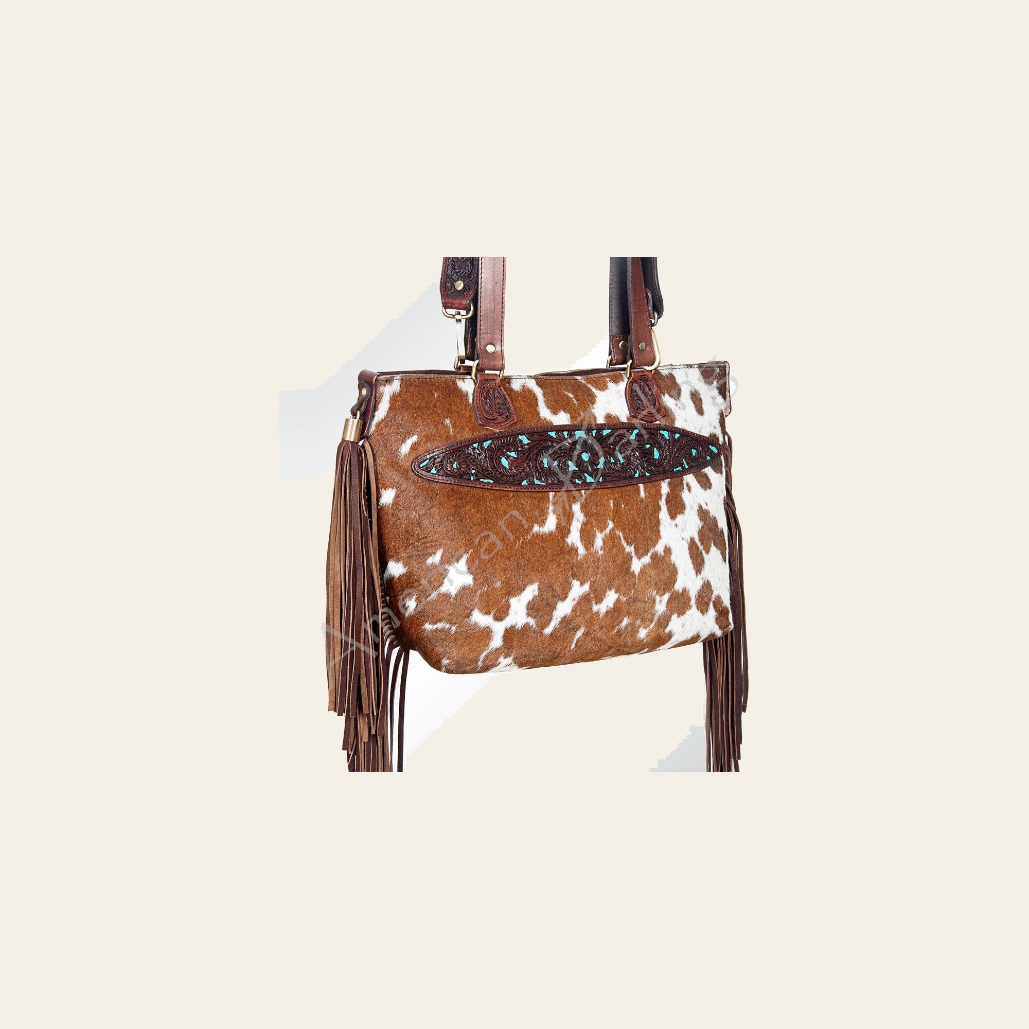 American Darling Women's Tote Hand Tooled Hair - On Genuine Leather Handbag and Ladies Purse