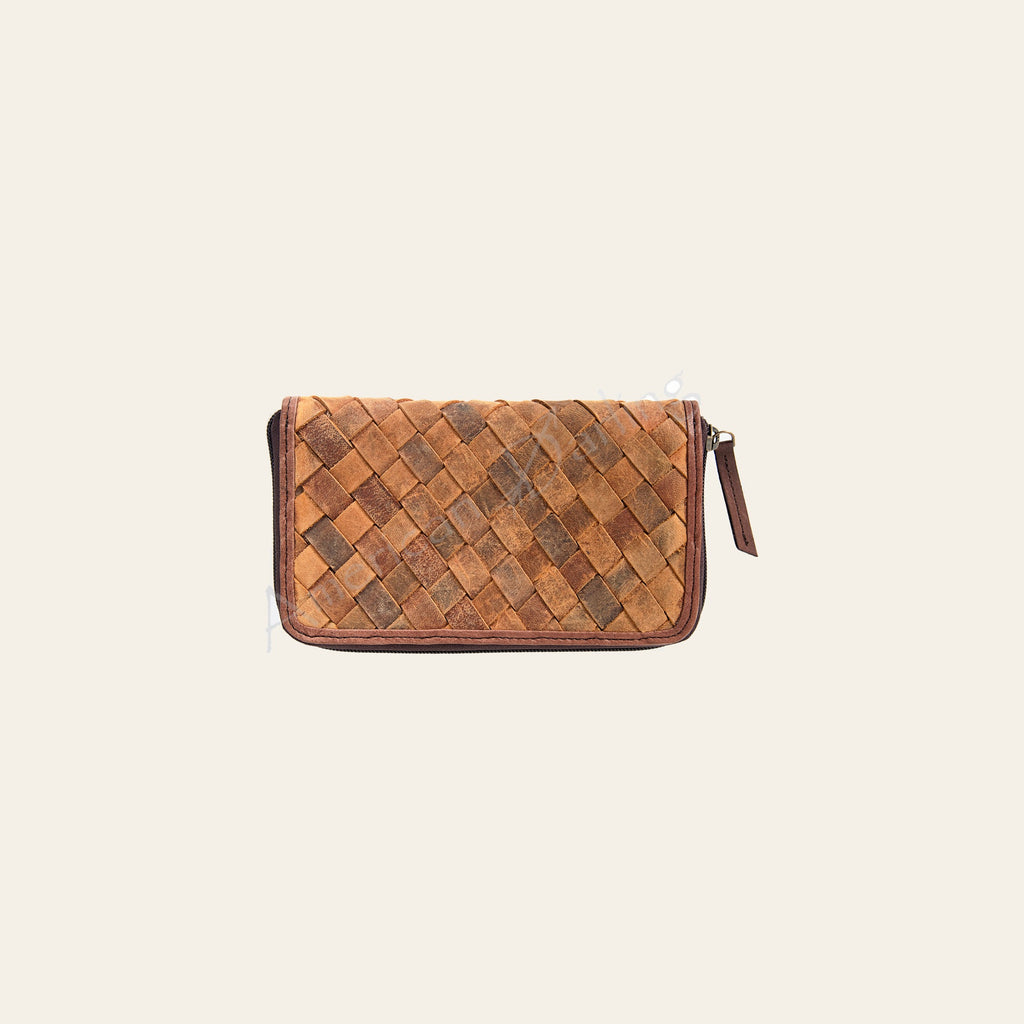 American Darling Organiser Handcrafted Basket Weave Genuine Vegetable Tanned Leather Western Wallet 4.5in X 8in