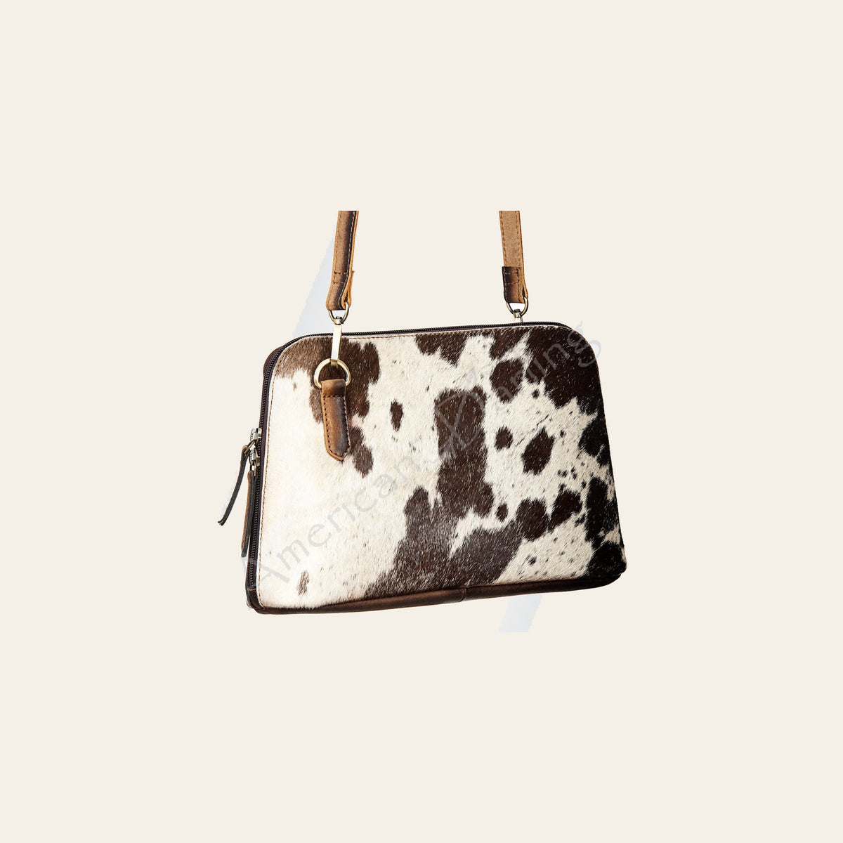 American Darling Cross body Bag Hair-On Cowhide Genuine Vegetable Tanned Leather Western Purse 8in X 11in X 3in