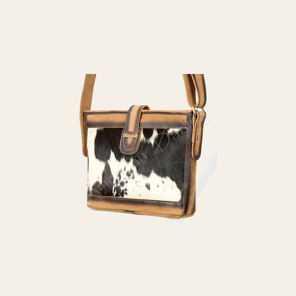 American Darling Cross body Bag Hair-On Cowhide Genuine Vegetable Tanned Leather Western Purse 8in X 9.25in X 3in