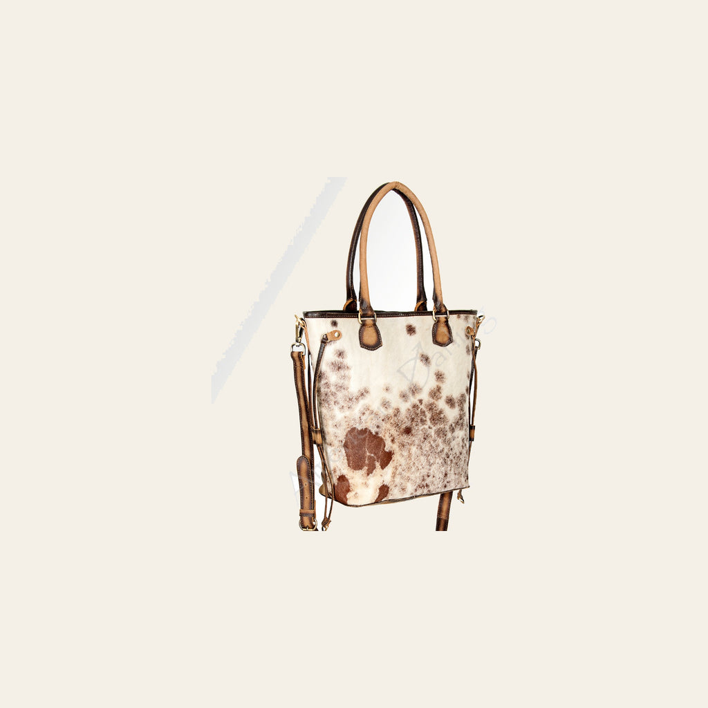 American Darling Hair-On Cowhide Tote Bag, Handcrafted Western Full Grain Leather Purse, 13in (H) X 10.5in (W) X 5in (D)