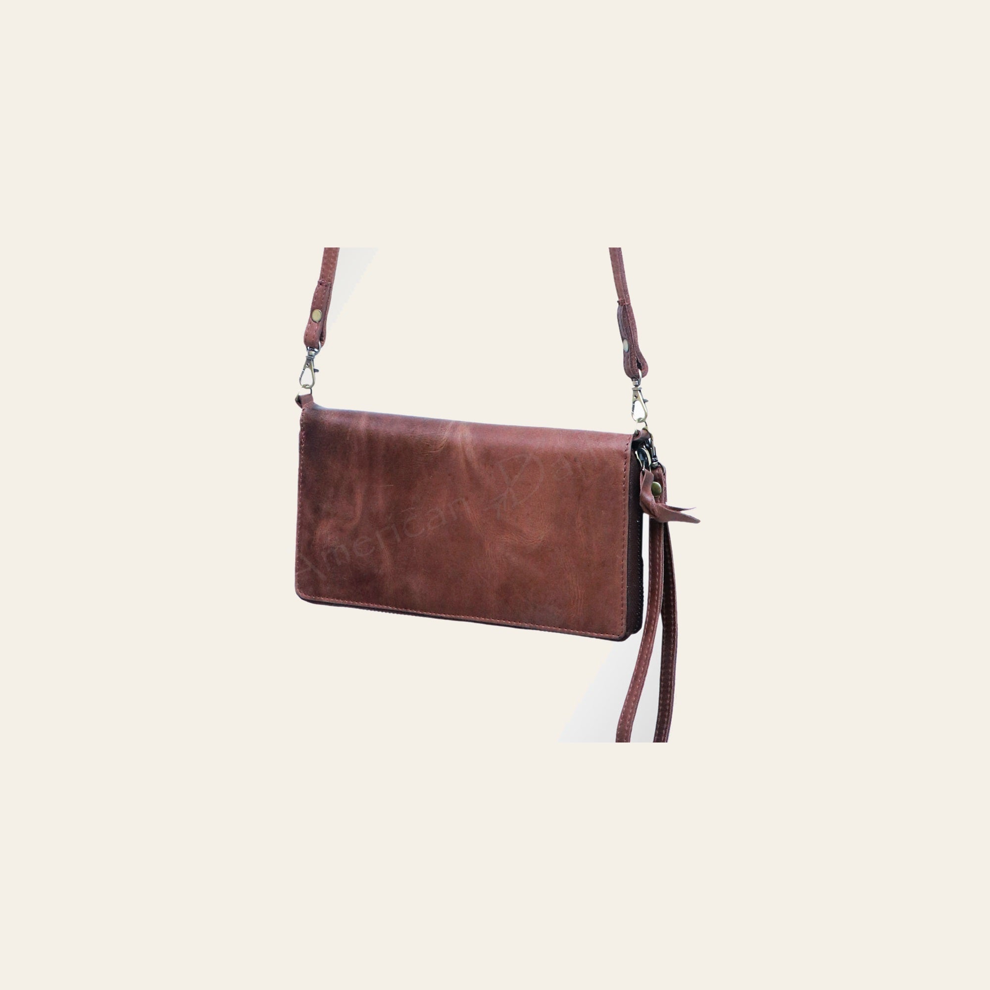 American Darling Organiser Bag, Genuine Vegetable Tanned Full Grain Leather, Handcrafted Western Purse, 4.5in X 8.5in X 1in