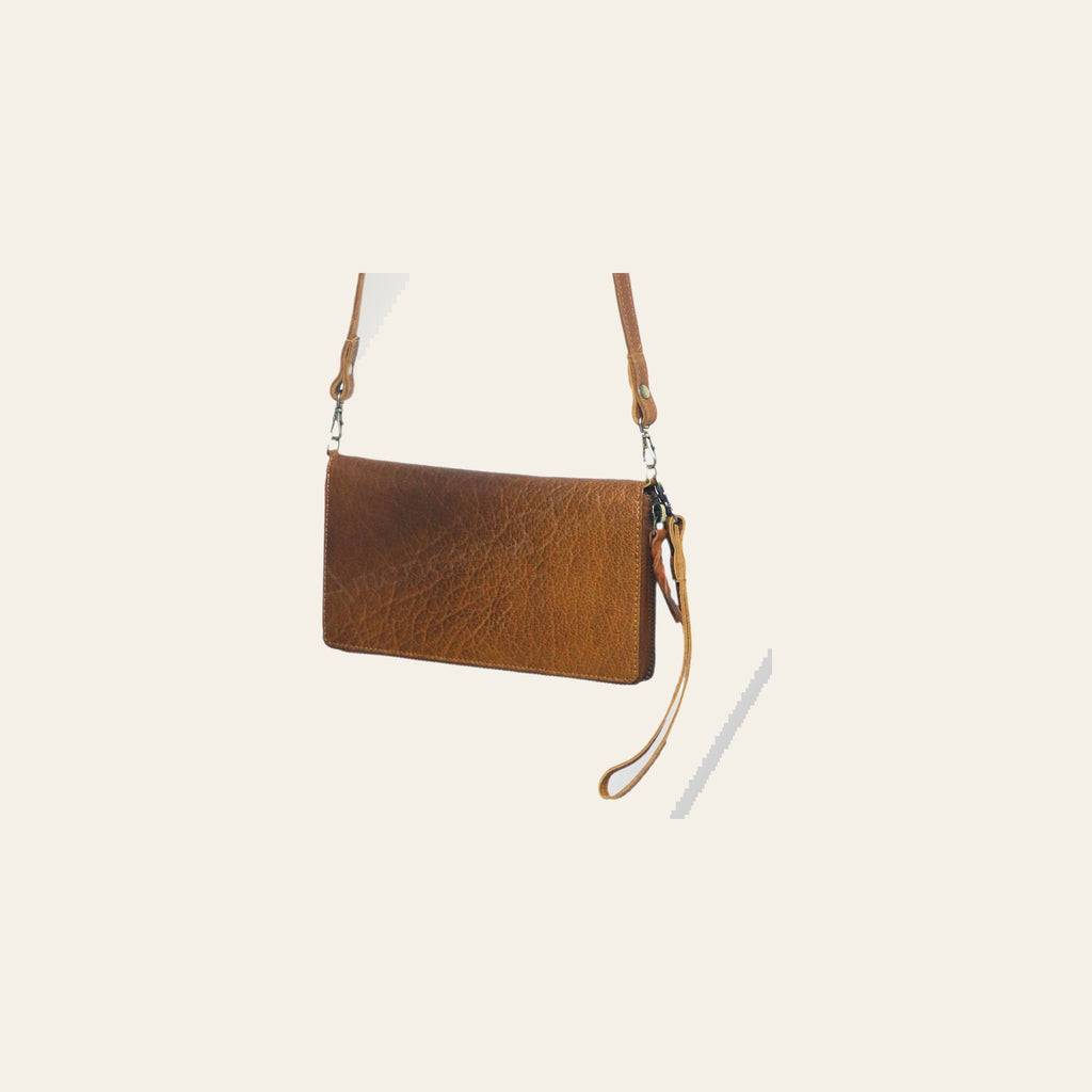 American Darling Organiser Bag, Genuine Vegetable Tanned Full Grain Leather, Handcrafted Western Purse, 4.5in X 8.5in X 1in