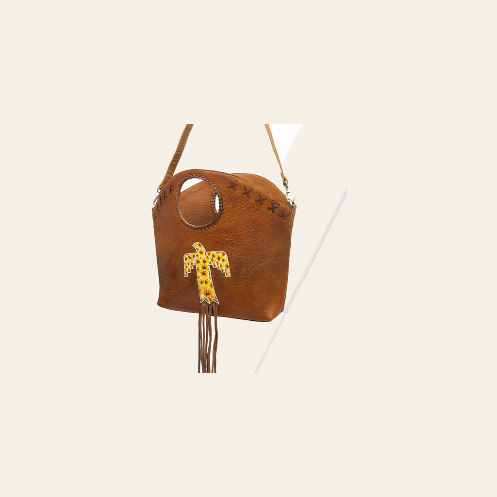 American Darling Bucket Bag Western Hand Painted Genuine Leather Handcrafted Purse with Fringes and YKK Zipper