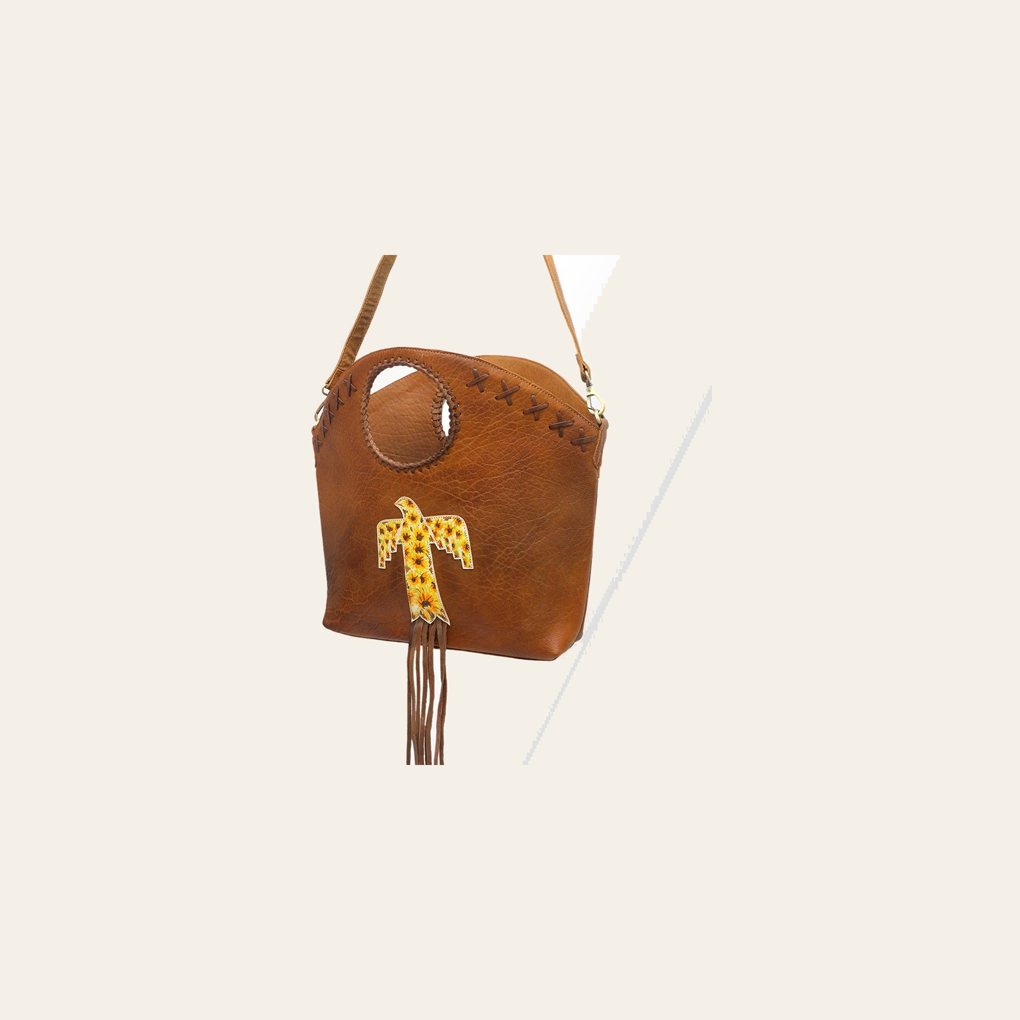 American Darling Bucket Bag Western Hand Painted Genuine Leather Handcrafted Purse with Fringes and YKK Zipper