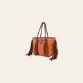 American Darling Tote Bag Western Genuine Leather Handcrafted Large Purse with Fringes and Braided Straps