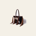 American Darling Tote Bag Western Hair-On Cowhide Genuine Leather Handcrafted Purse with Fringes and Braided Straps