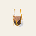 American Darling Cross body Bag Western Hand Tooled Floral Carved Genuine Leather Purse with Fringes and Braided Detail