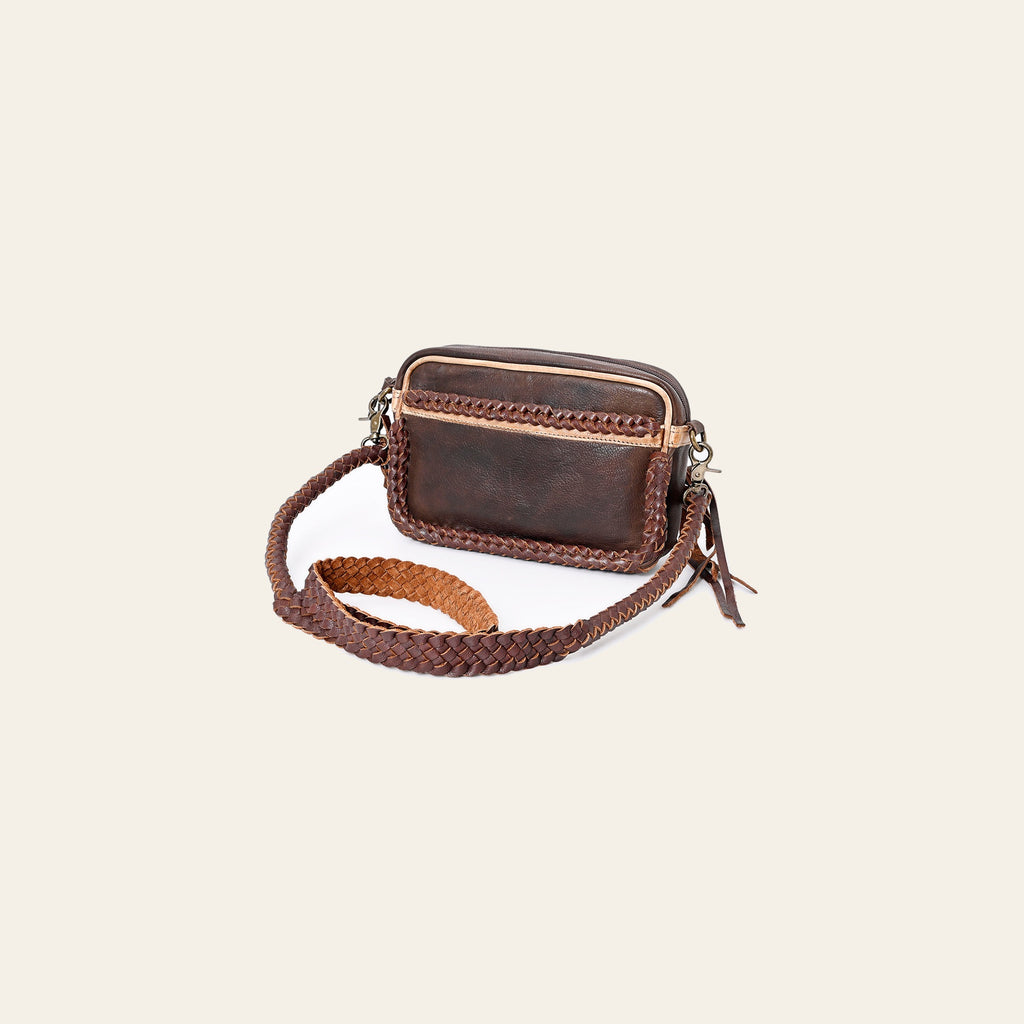 American Darling Small Cross body Bag Western Genuine Leather Handcrafted Purse with Braided Detail and YKK Zipper