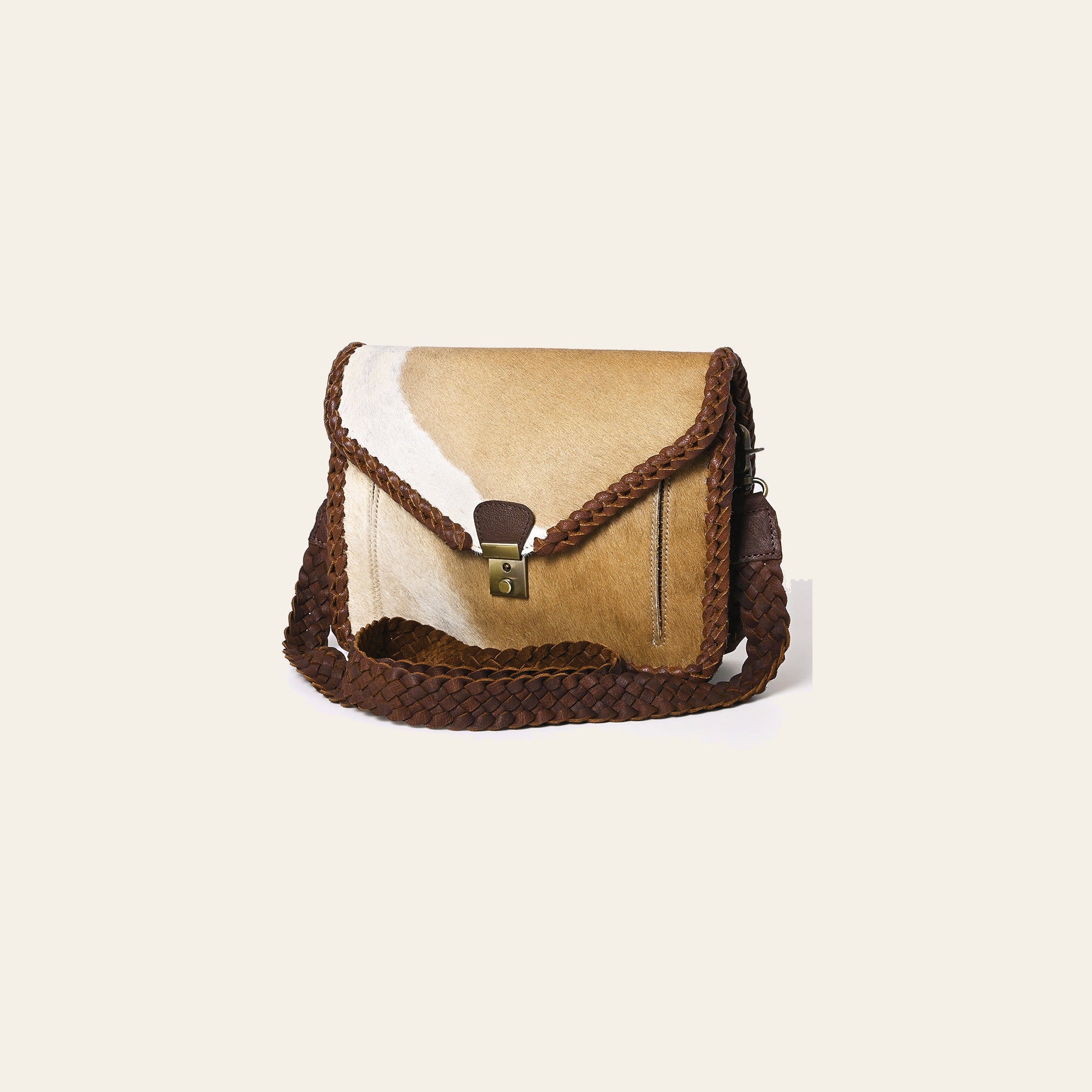 American Darling Cross body Bag Western Hair-On Cowhide Genuine Leather Handcrafted Purse with Braided Detail and YKK Zipper