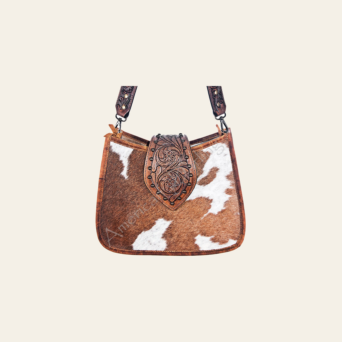 American Darling Women's Hobo Bag Western Hand Tooled Hair-On Genuine Leather Handbag and Ladies Purse