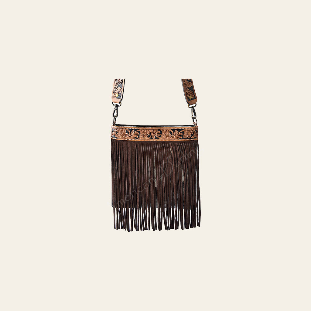 Ameran Darling Women's Crossbody Bag Western Hand Tooled Hair on Leather Handbag and Ladies Purse