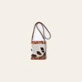 American Darling Hair-On Cowhide Leather Crossbody Bag for Women, Brown White Tooled Western Shoulder Purse, Premium Fashion Travel Gift