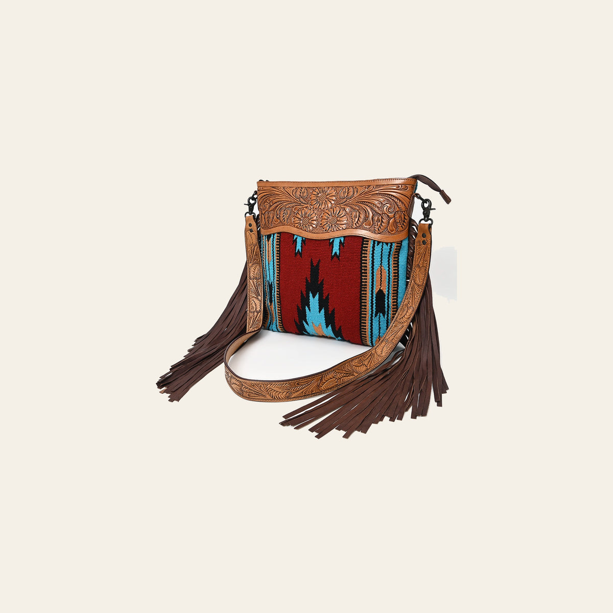 Ameran Darling Women's Crossbody Bag Western Hand Tooled Saddle Blanket Leather Handbag and Ladies Purse