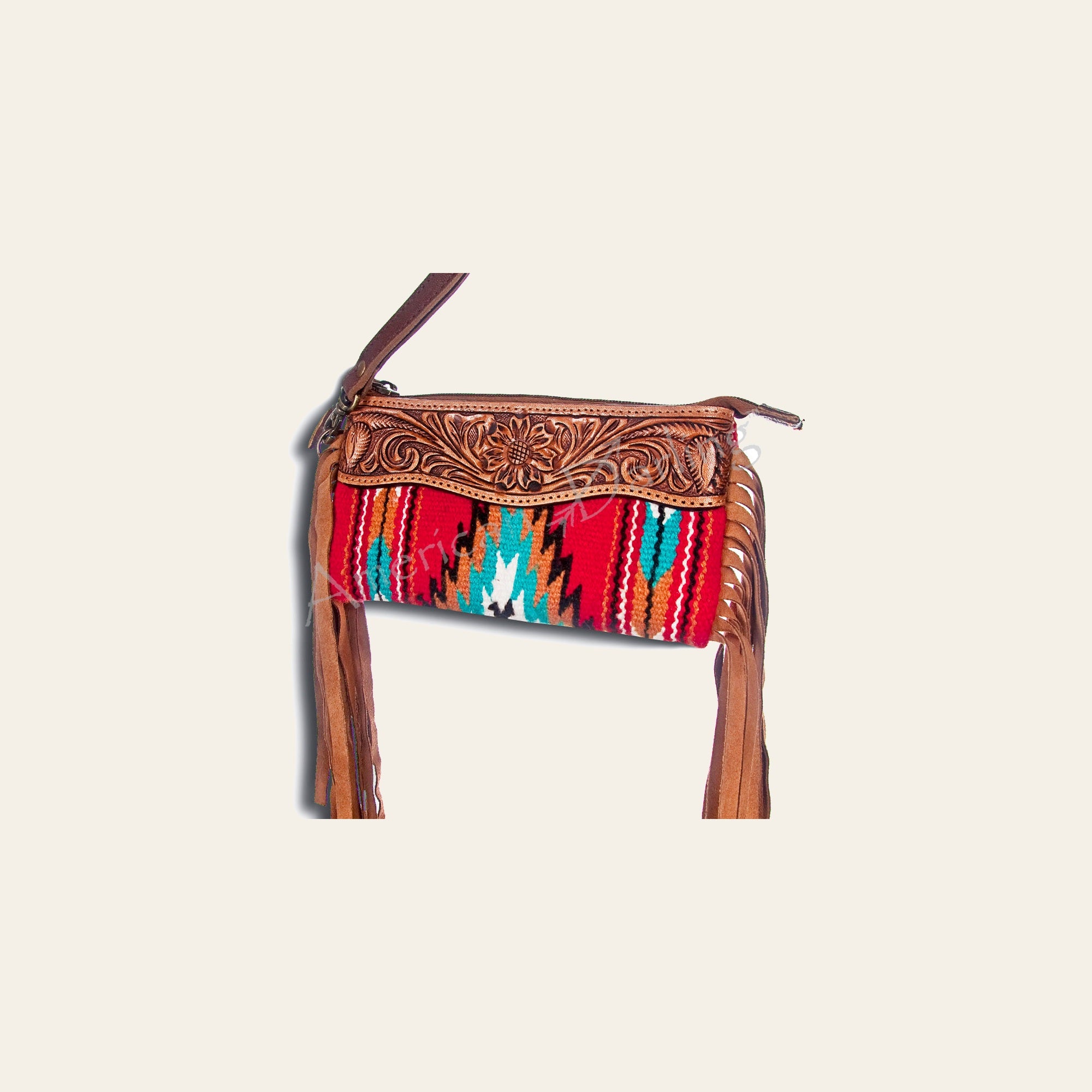 Ameran Darling Women's Clutch Bag Western Hand Tooled Saddle Blanket Leather Handbag and Ladies Purse