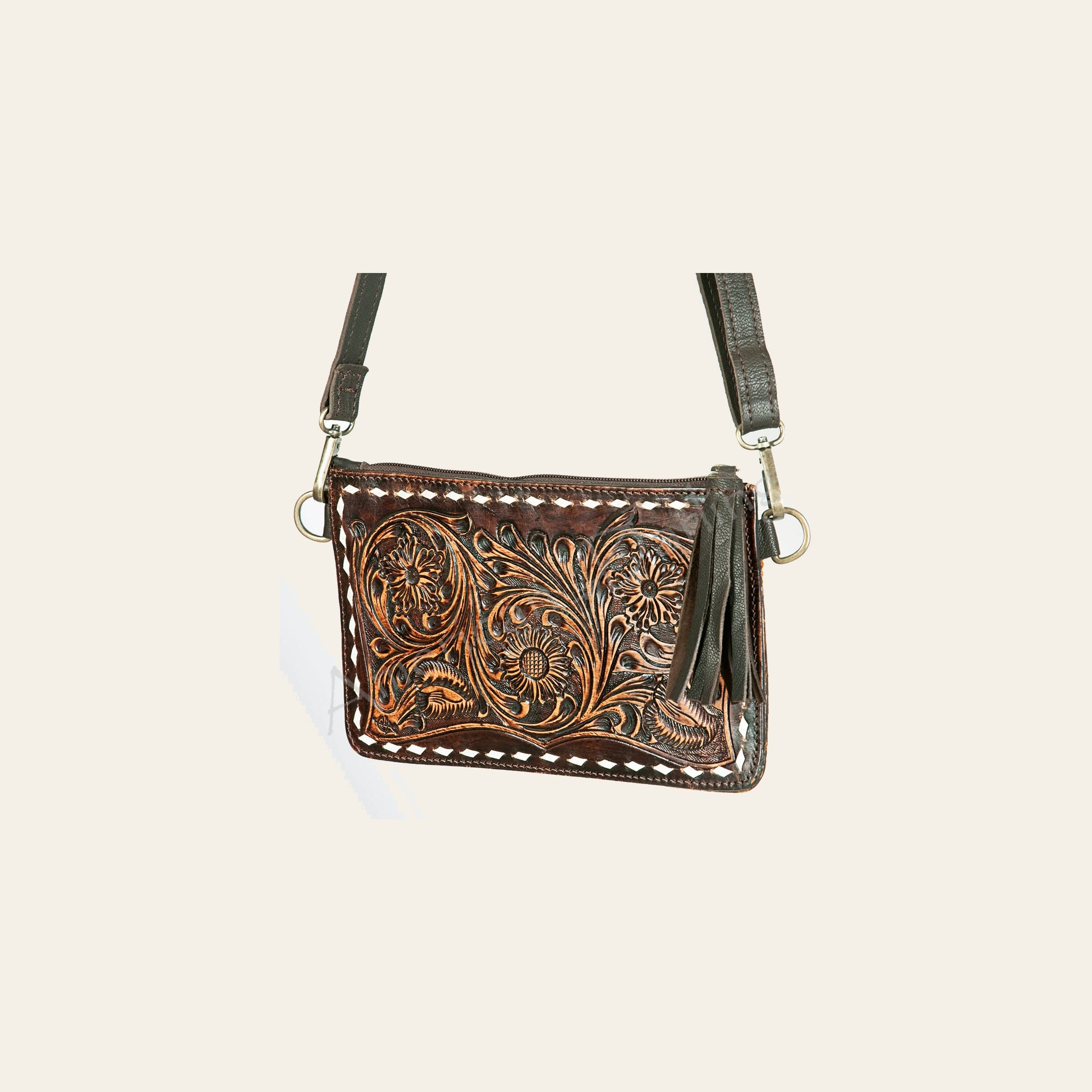 Ameran Darling Women's Crossbody Bag Western Hand Tooled Genuine Leather Handbag and Ladies Purse