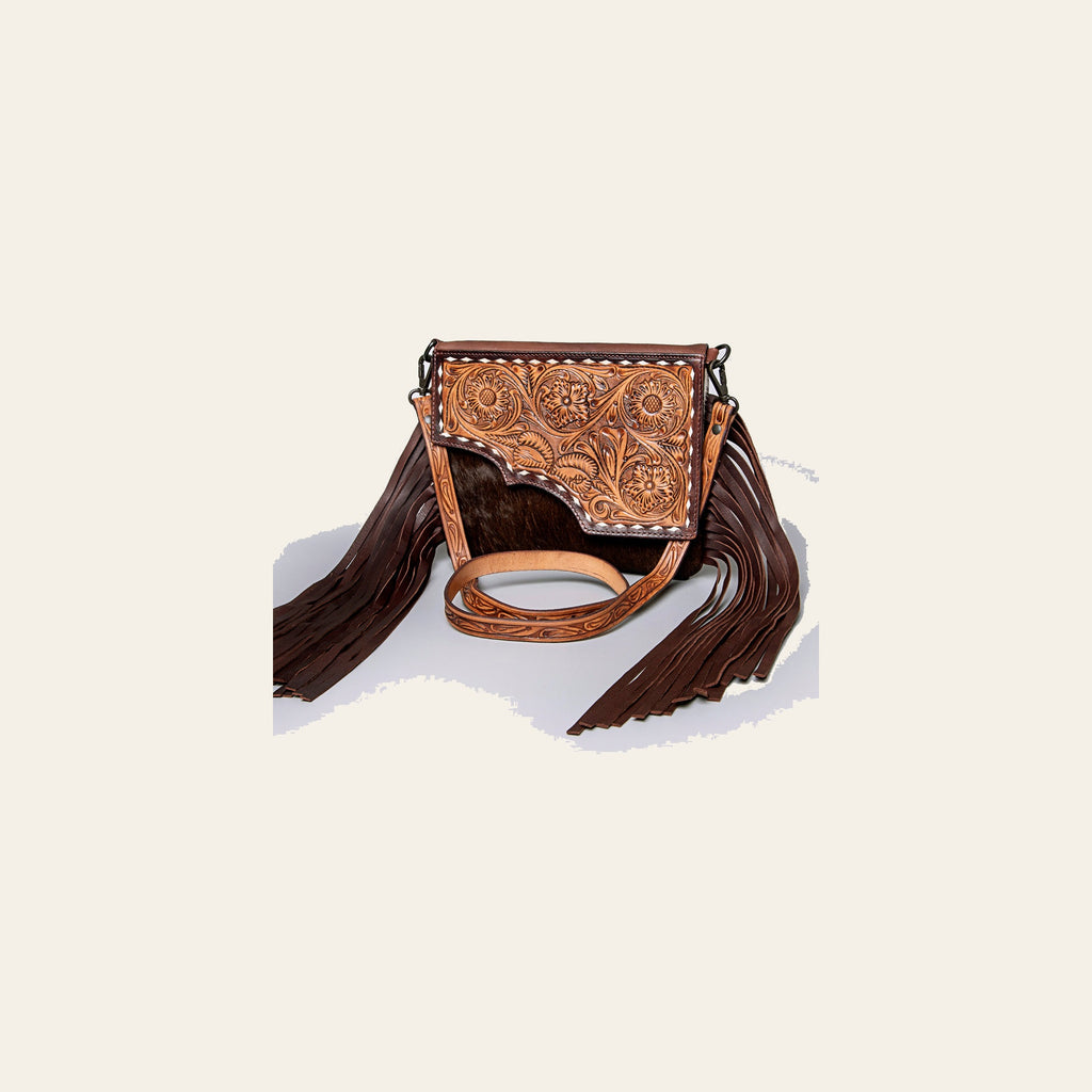 American Darling Cross Body Hand Tooled Hair on-Genuine Leather Western Women Bag Handbag Purse | Crossbody for Cute