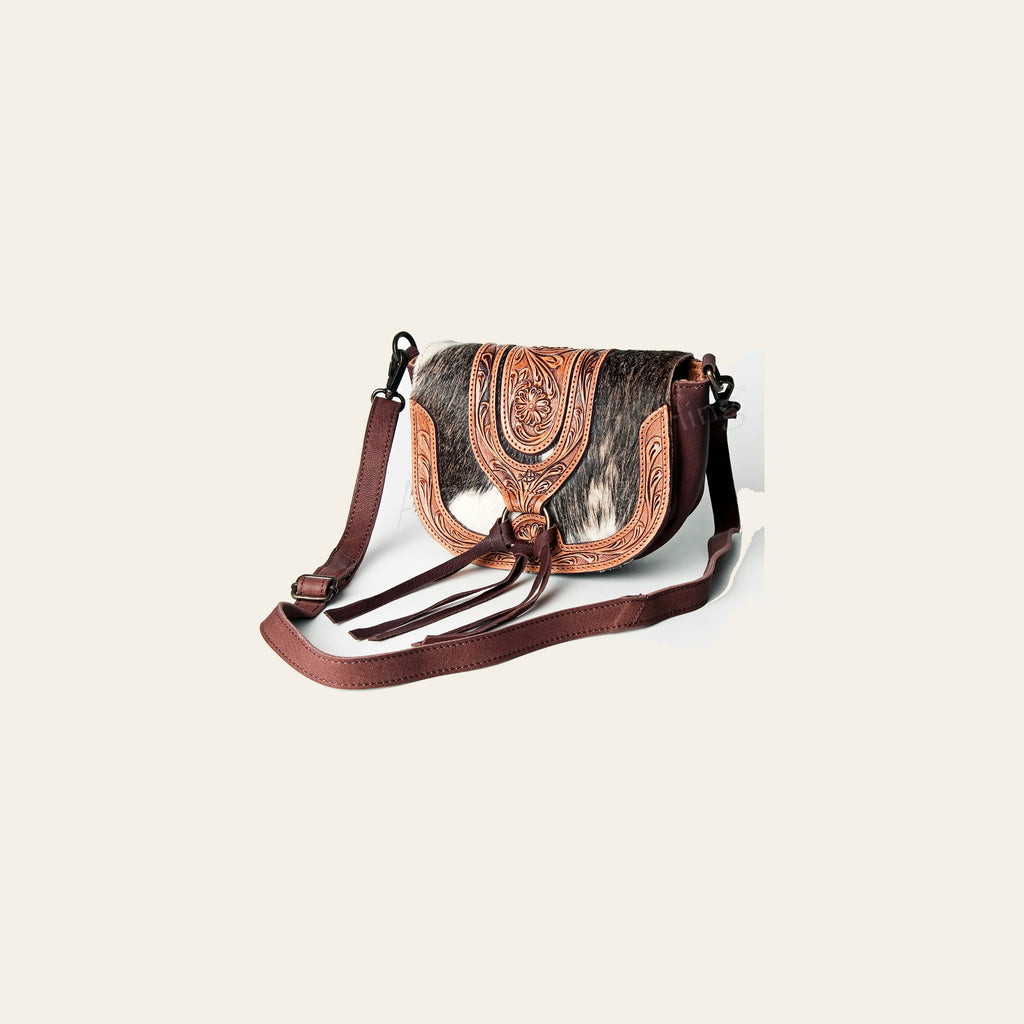 American Darling Cross Body Hand Tooled Hair on-Genuine Leather Western Women Bag Handbag Purse | Crossbody for Cute