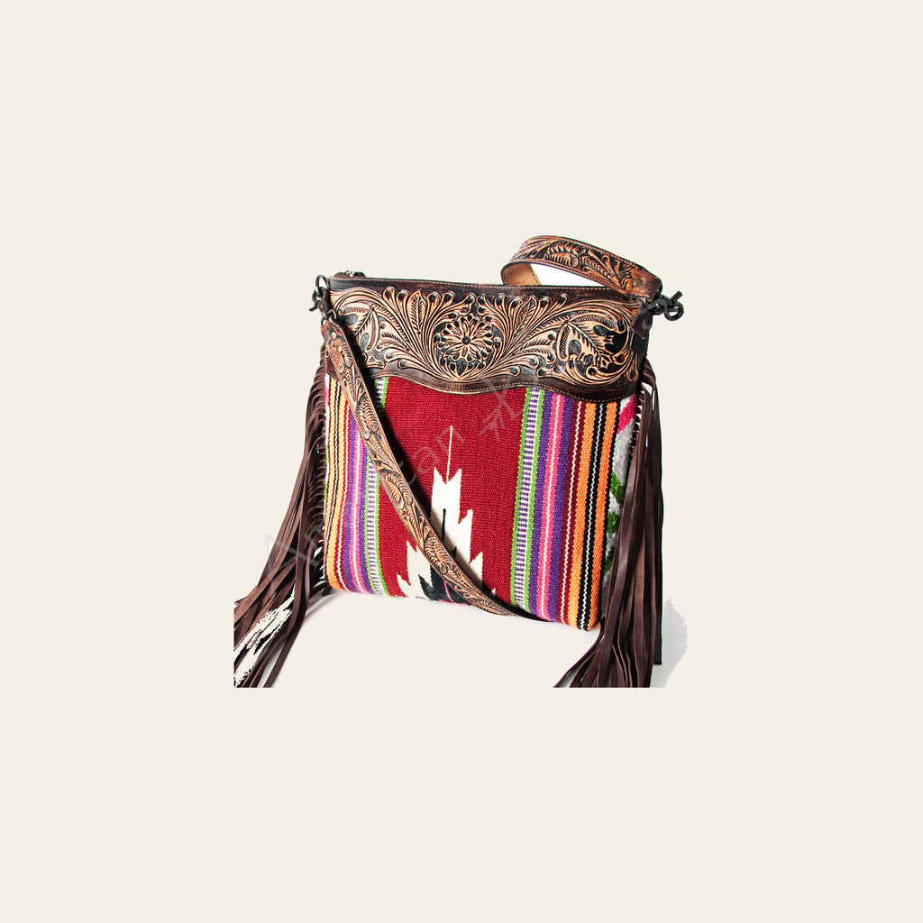 American Darling Signature Crossbody Hand Tooled Saddle Blanket Genuine Leather Women Bag Western Handbag Purse