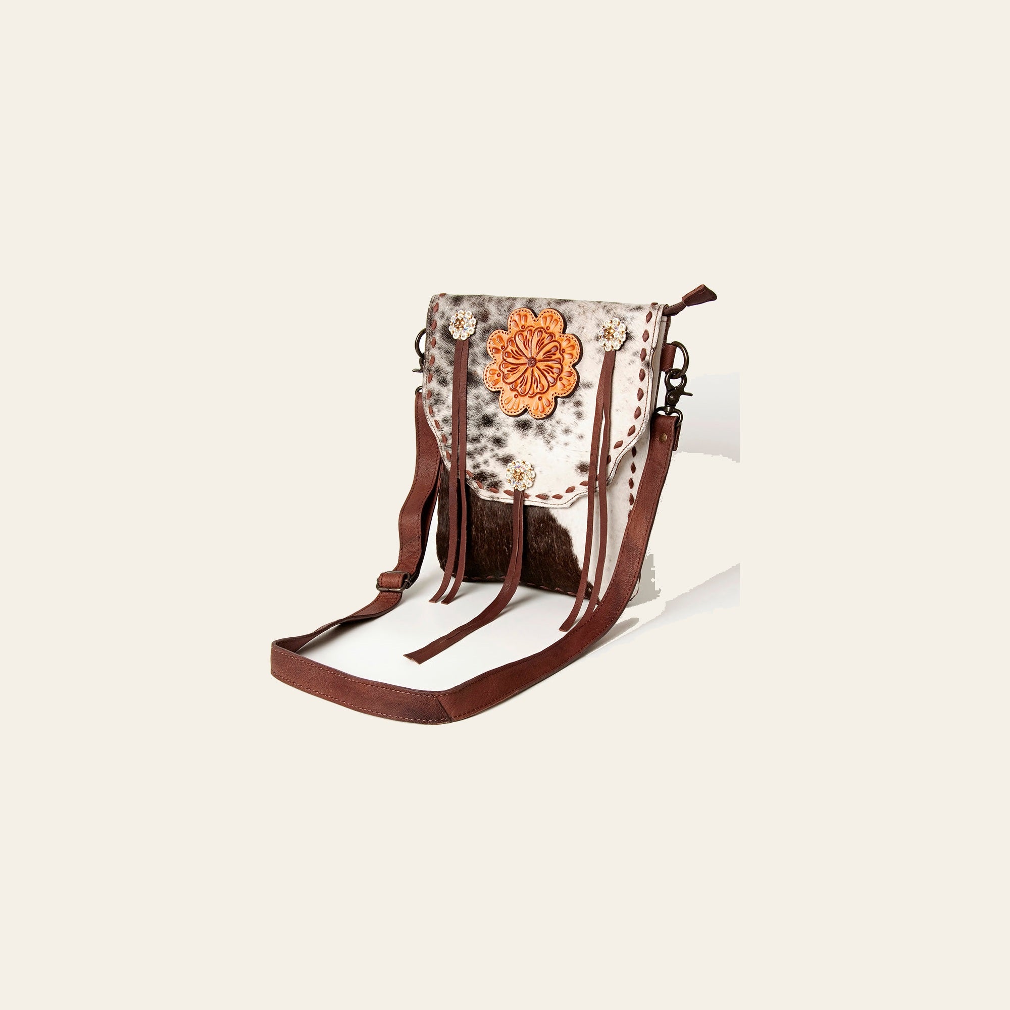 American Darling Cross Body Hand Tooled Hair On Genuine Leather women bag western handbag purse