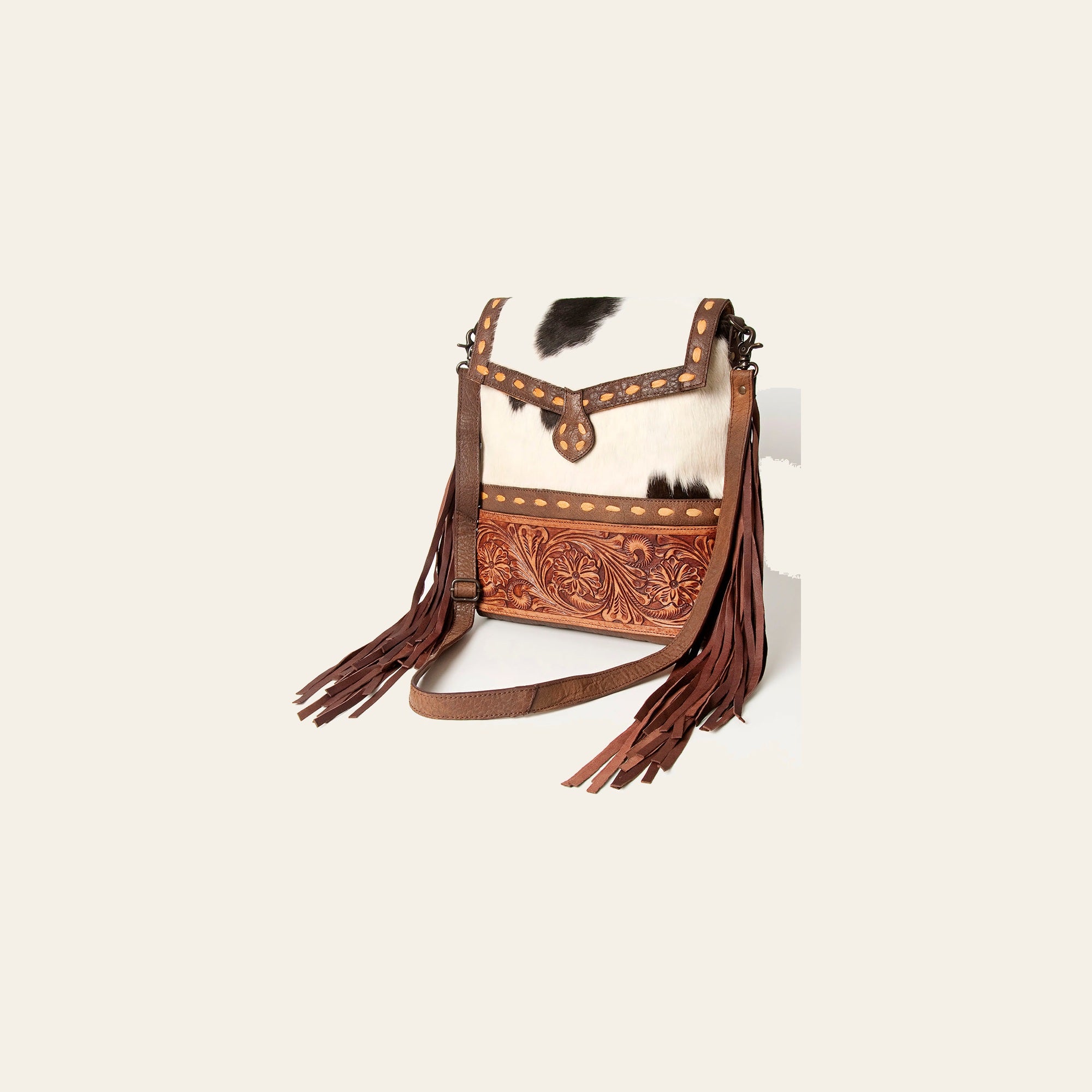 American Darling Messenger Hand Tooled Hair On Genuine Leather women bag western handbag purse