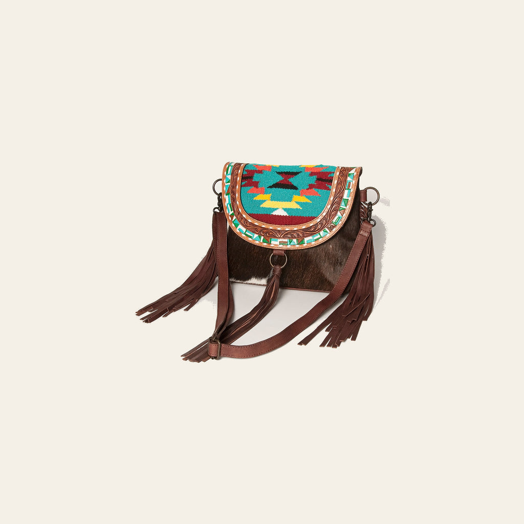 American Darling Messenger Hand Tooled Saddle Blanket Hair On Genuine Leather Women Bag Western Handbag Purse