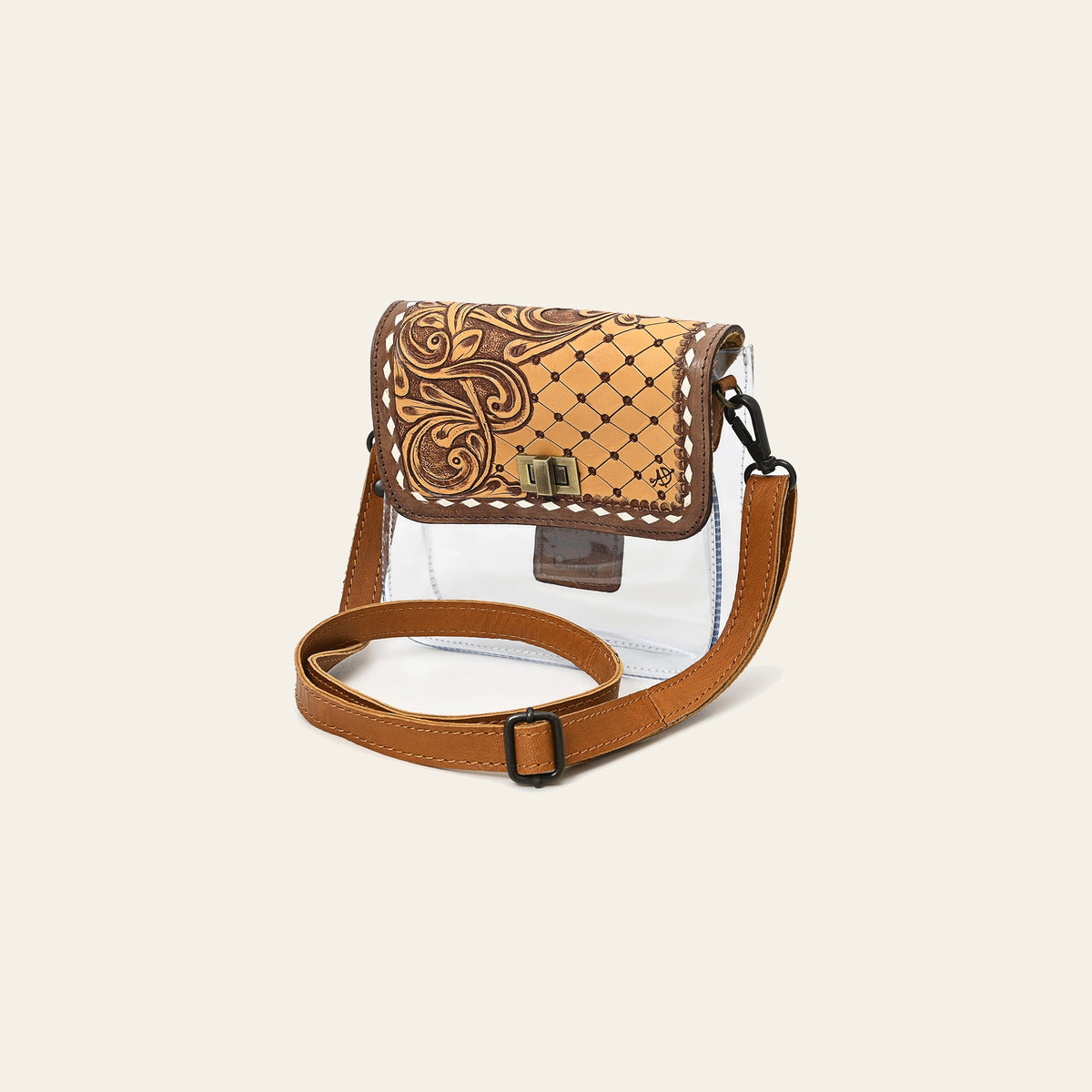 American Darling Clear Bag Hand Tooled Genuine Leather Women Western Handbag Purse