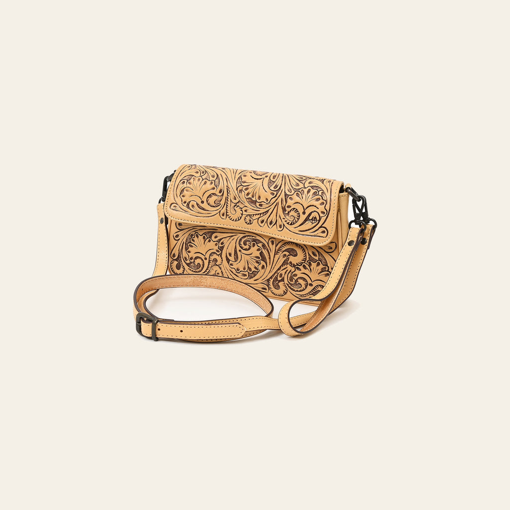 American Darling Cross Body Hand Tooled Genuine Leather Western Women Bag | Antique Tan Handbag Purse Crossbody for Cute