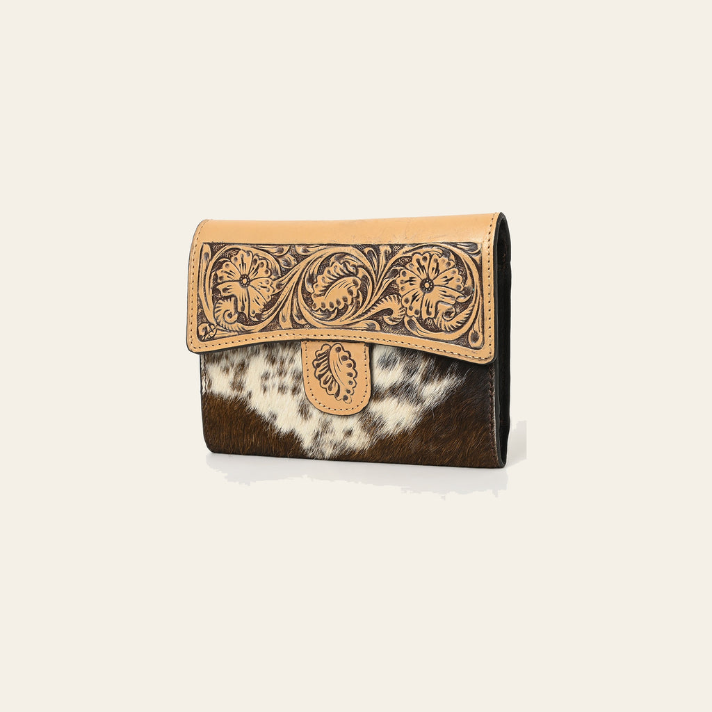 American Darling Wallet Hand Tooled Hair on Genuine Leather Western Women Bag | Handbag Purse Wallet| Wristlet