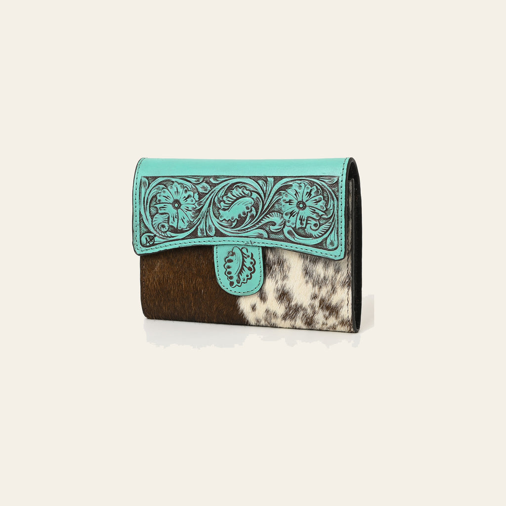 American Darling Wallet Hand Tooled Hair on Genuine Leather Western Women Bag | Handbag Purse Wallet| Wristlet