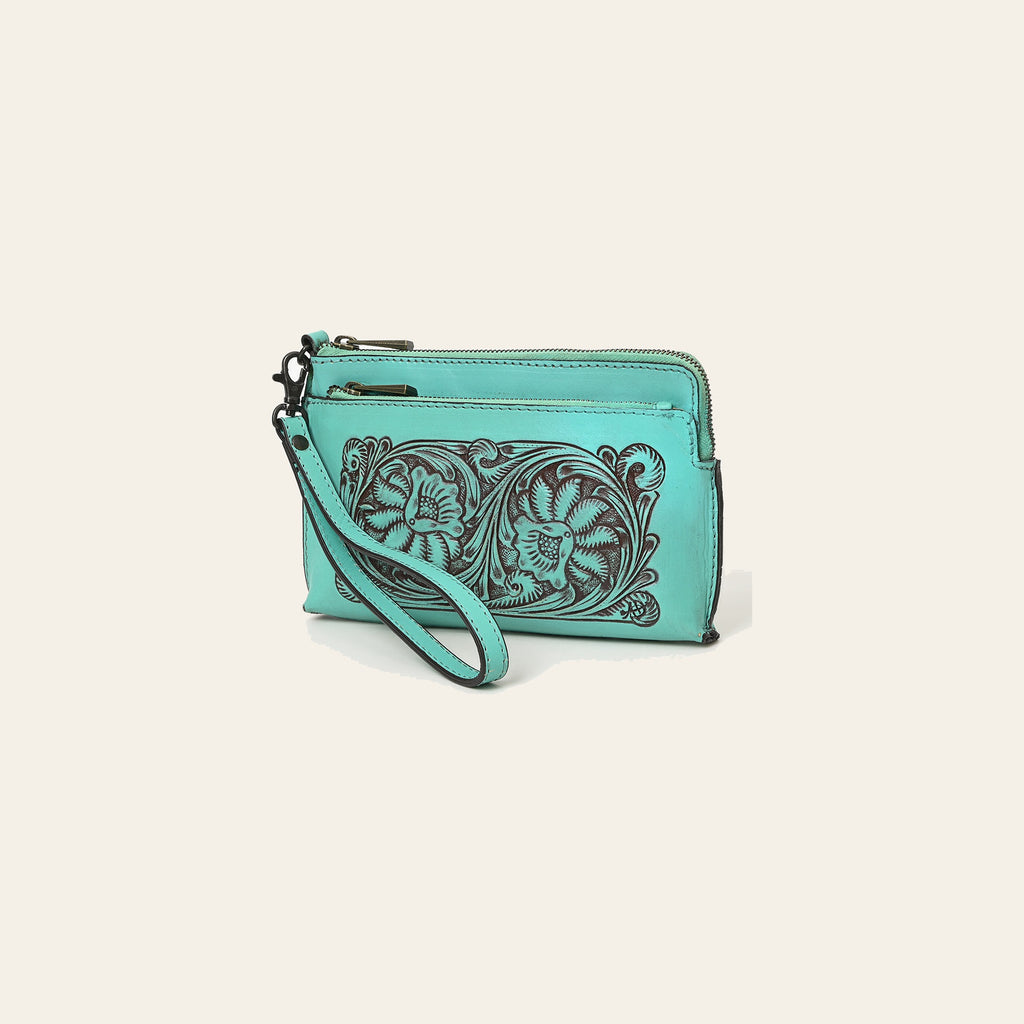 American Darling Wristlet Hand Tooled Genuine Leather Women Bag Western Handbag Purse