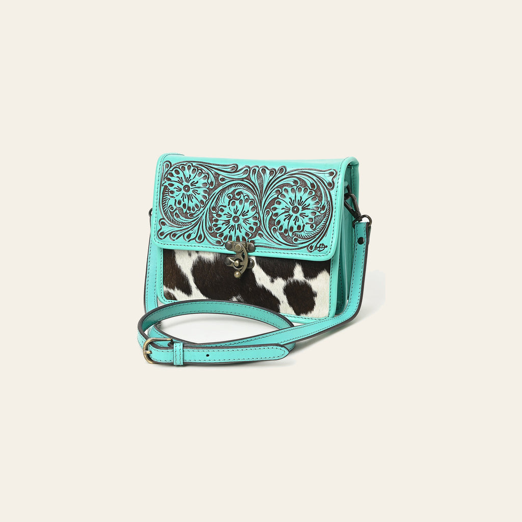 American Darling Cross Body Hand Tooled Hair on-Genuine Leather Western Women Bag Handbag Purse | Crossbody