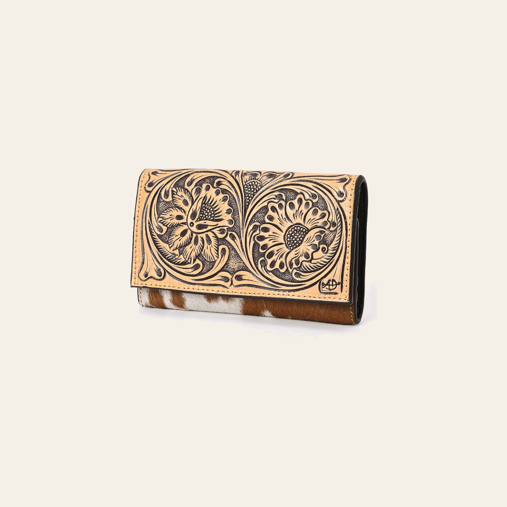 American Darling Wallet Hand Tooled Hair on Genuine Leather Western Women Bag | Handbag Purse Wallet| Wristlet
