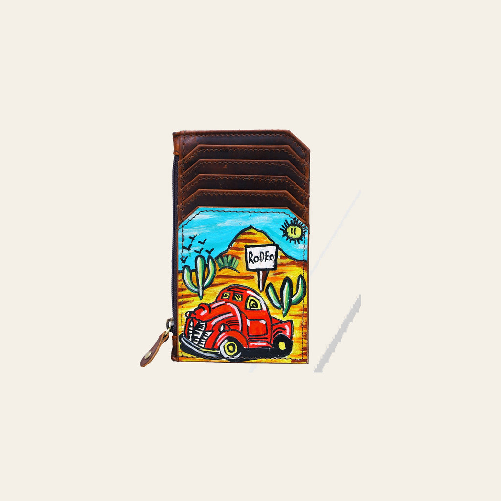 Ameran Darling Women's Card Holder Hnad Painted Full Grain Genuine Leather Handbag and Ladies Purse