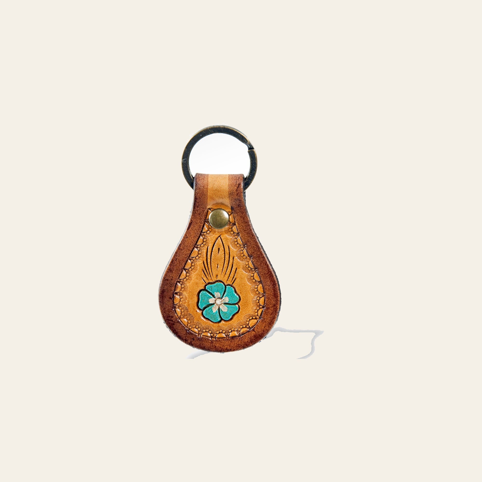 American Darling ADKR153 Hand Tooled Carved Genuine Leather Keyring