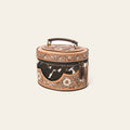 American Darling Hand Tooled Floral Carved Leather Jewelry case Hair-On Cowhide Vegetable-Tanned Genuine Leather YKK Zipper